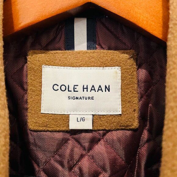 Cole Haan Signature Men's Button Up Wool Coat Size Large Color Camel - Picture 15 of 16